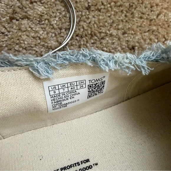 Toms Valencia Light Blue Boho Espadrille Slip-On Shoes - Picture 9 of 9